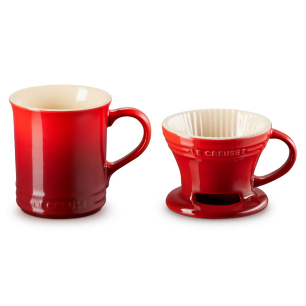 SET LE CREUSET COADOR E CANECA SEATTLE 400ML EM CERÂMICA VERMELHO 69315000600030