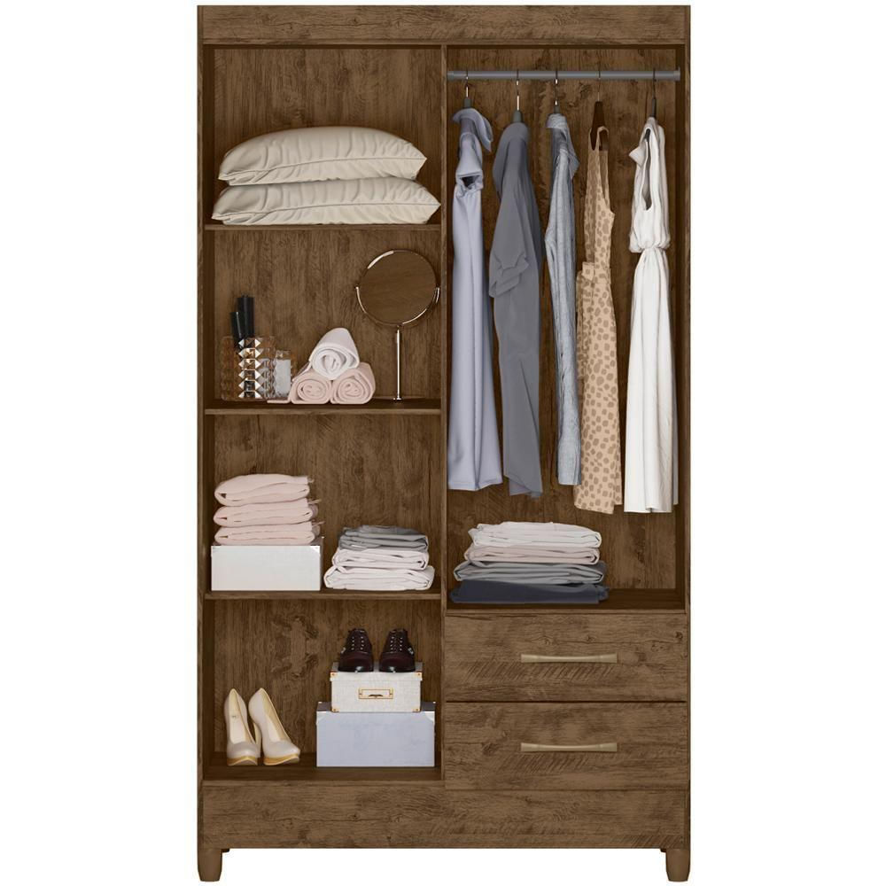 Guarda Roupa Solteiro 4 Portas 9523 Castanho Wood