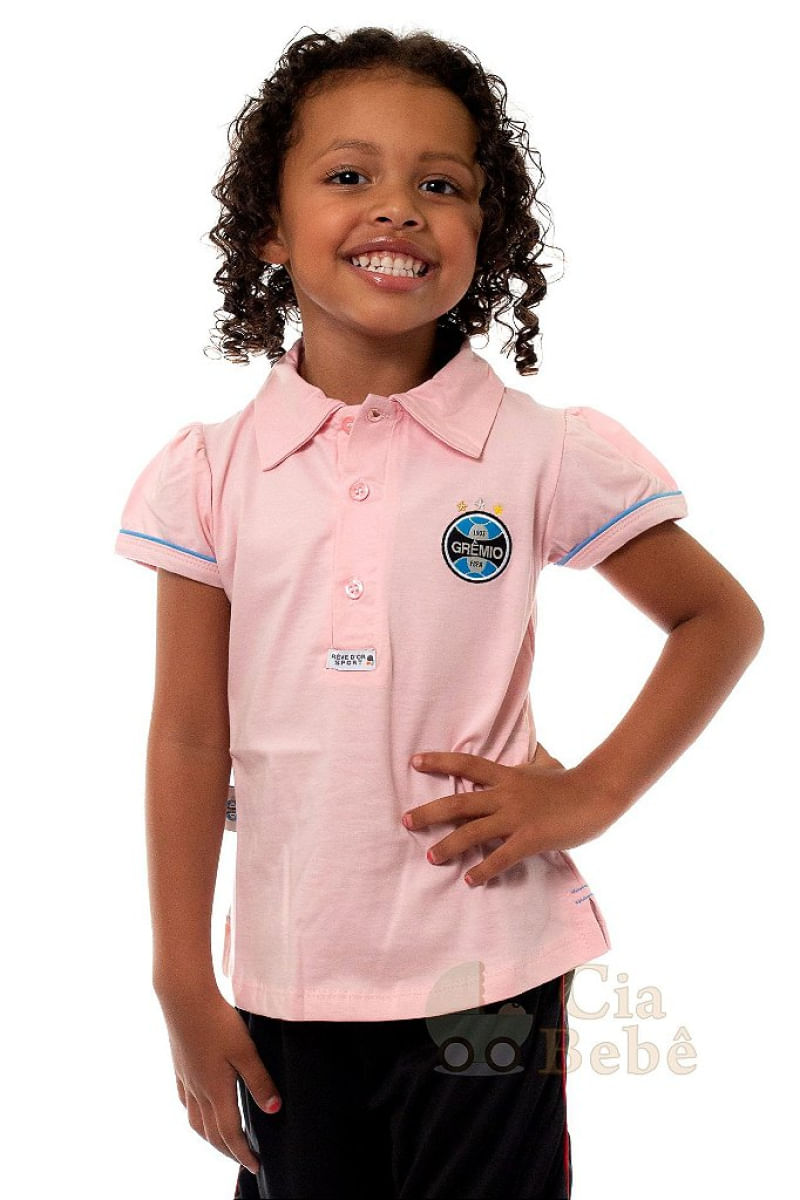 Camisa Polo Infantil Grêmio Rosa Oficial