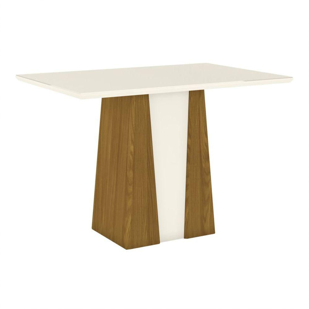 Mesa De Jantar Tampo Mdf Canto Reto 120 Cm Orus Henn Nature Com Off White