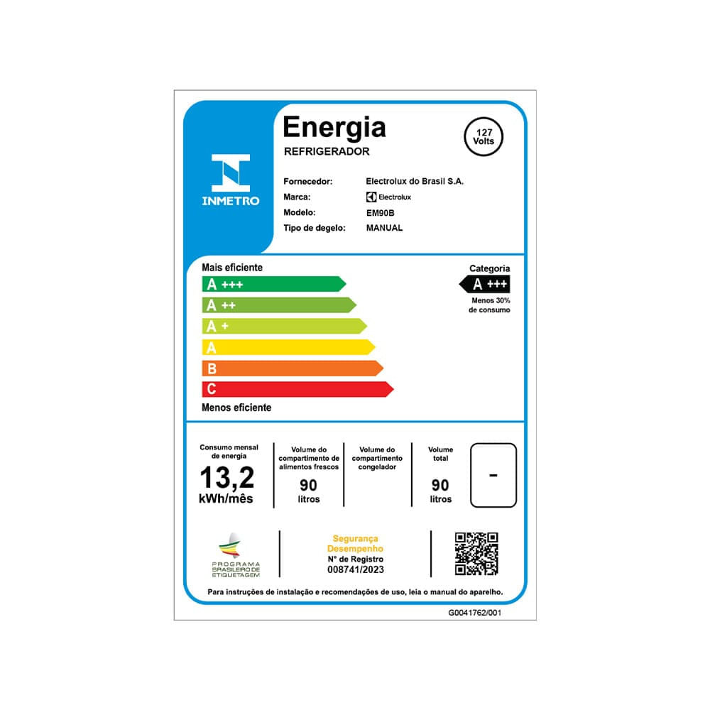 Frigobar Electrolux 90L EM90B com Controle de Temperatura Preto / 110V