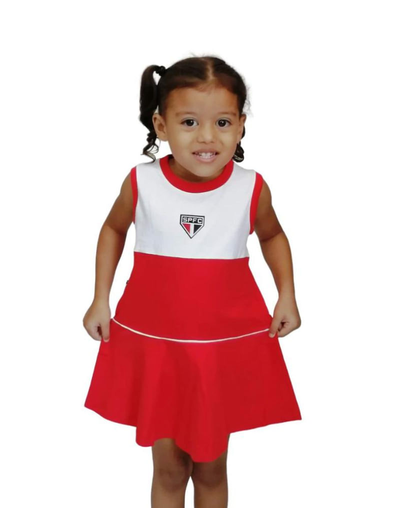 Vestido São Paulo Bebê Infantil Regata Revedor P / Branco