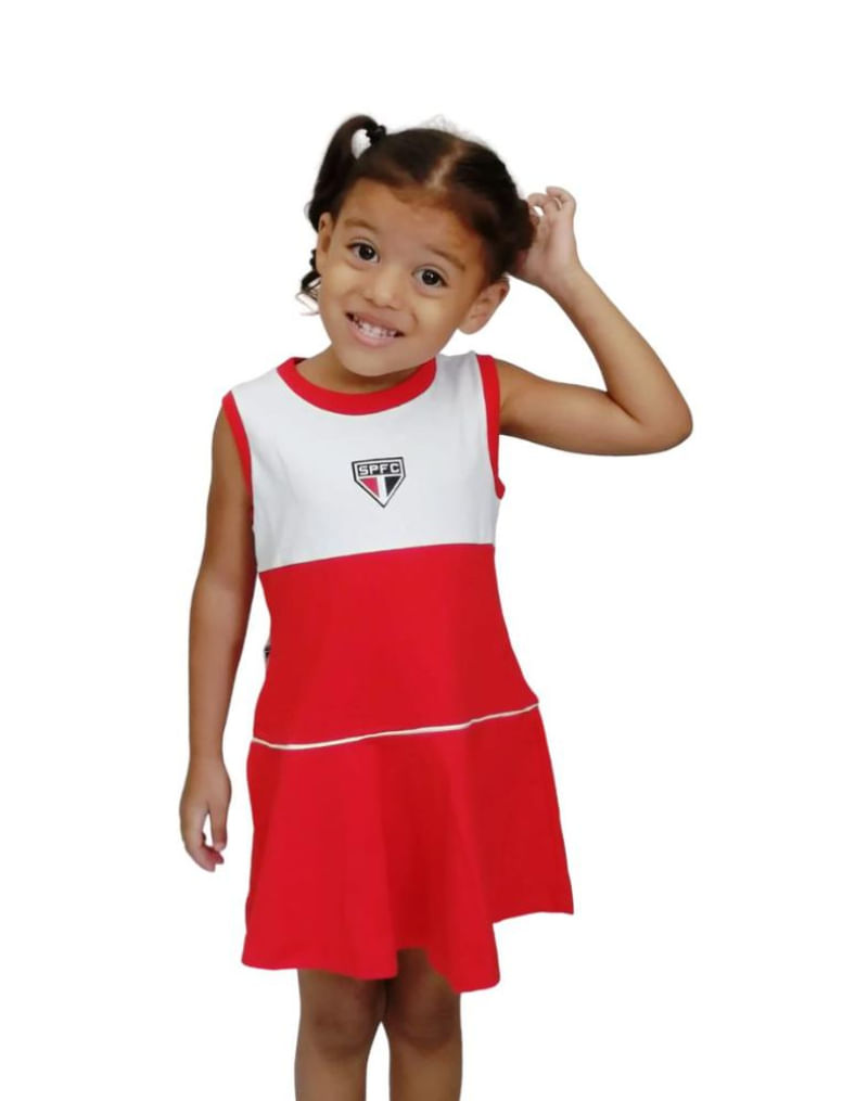 Vestido São Paulo Bebê Infantil Regata Revedor P / Branco