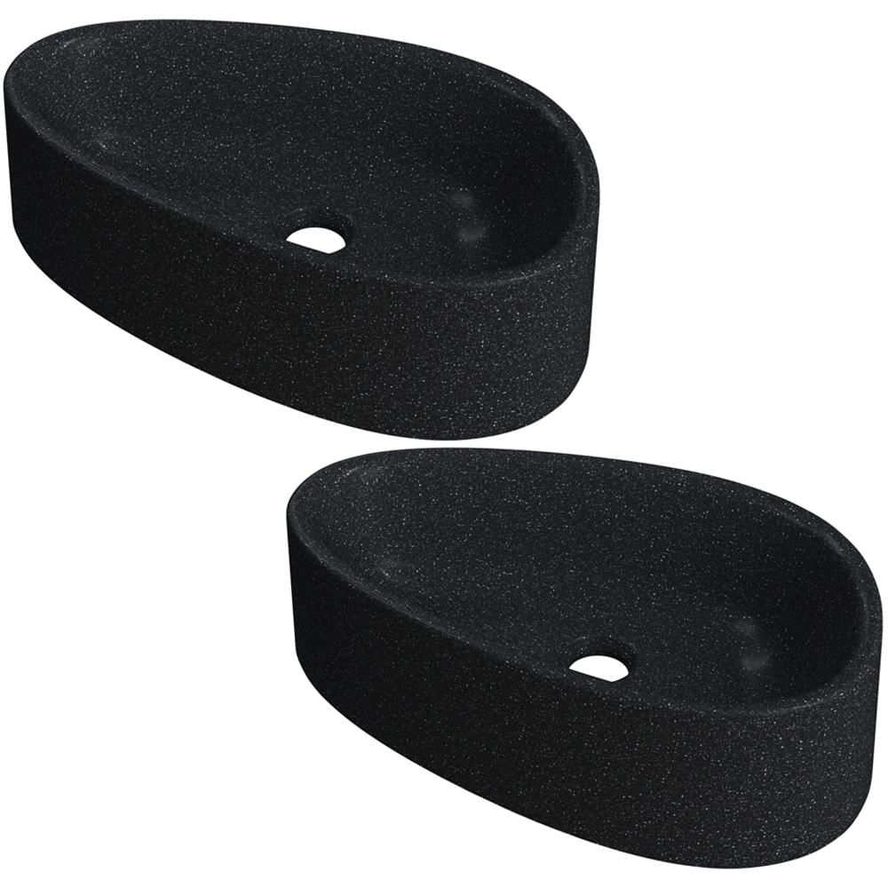 Kit 02 Cubas de Apoio Gota Para Banheiro Lavabo C01 BG43W Preto Granit Matte  - Lyam