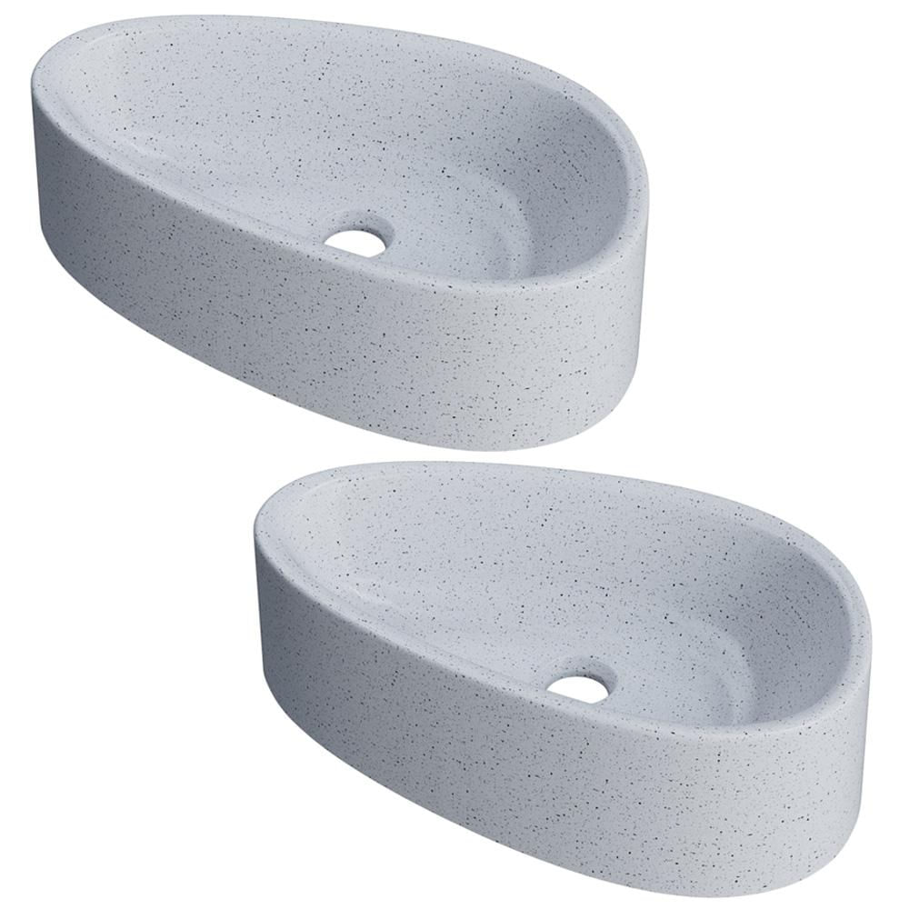 Kit 02 Cubas de Apoio Gota Para Banheiro Lavabo C01 BG43W Branco Granit Matte  - Lyam
