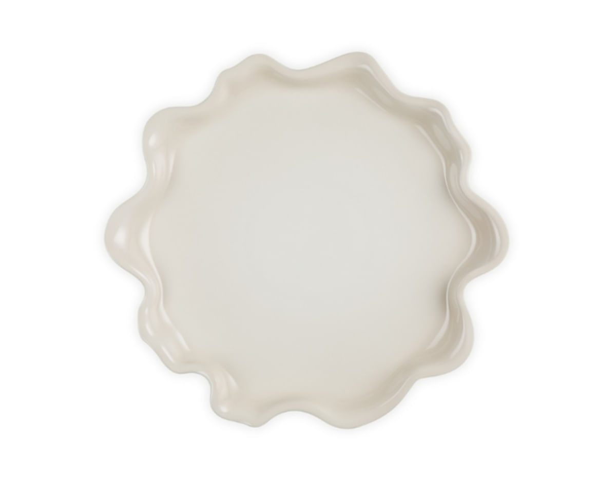 PRATO LE CREUSET DE SERVIR RUFFLE EM CERÂMICA MERINGUE 36CM 80617367160099