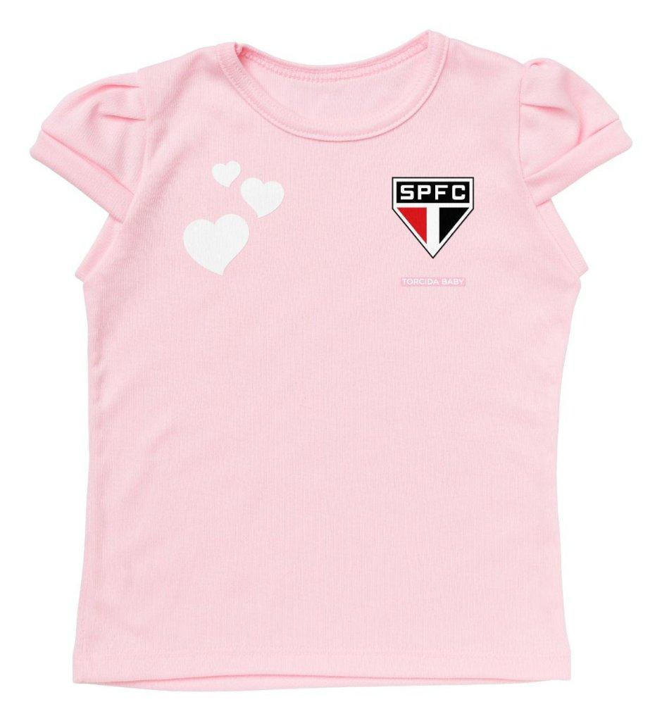 Camisa Infantil São Paulo Baby Look Rosa Oficial