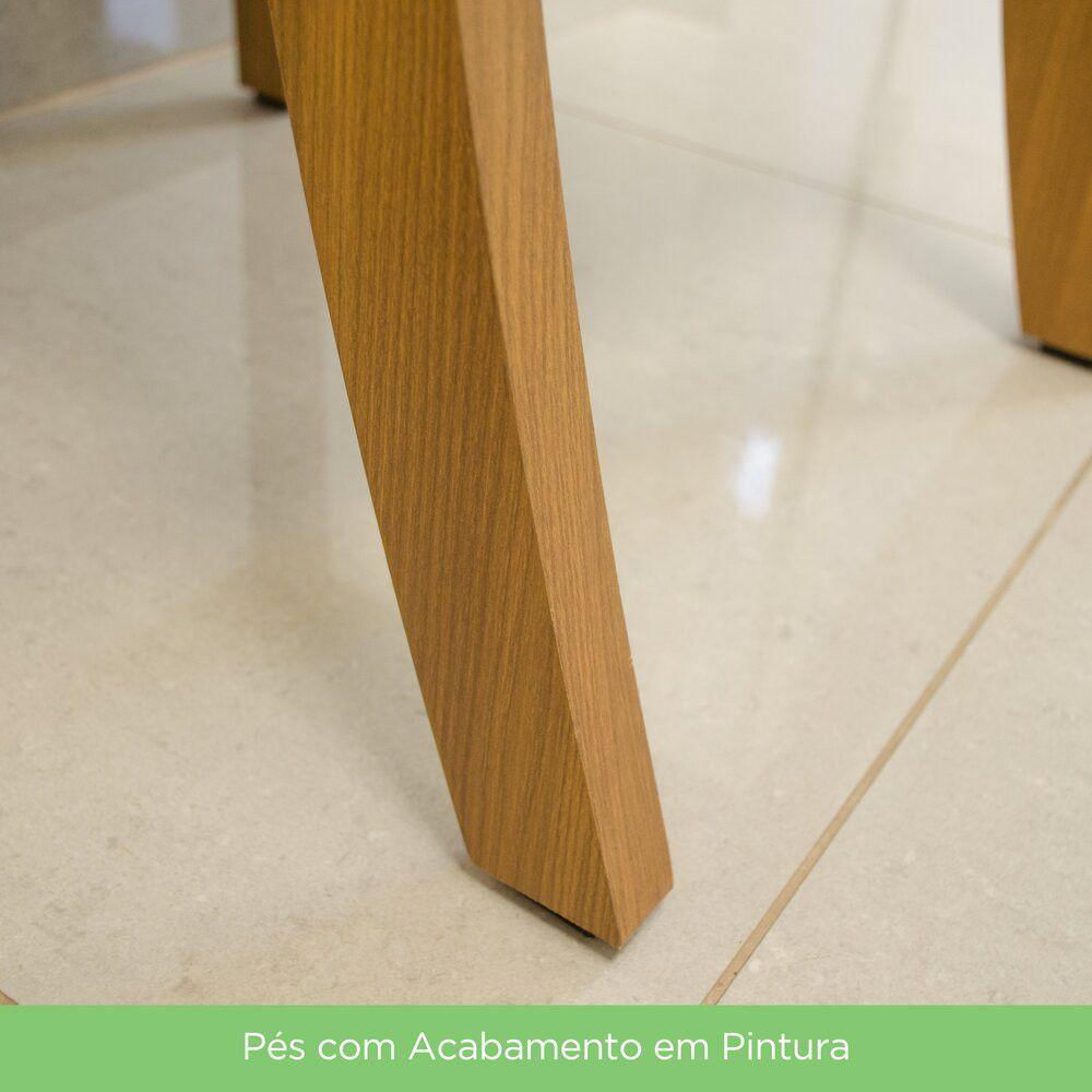 Conjunto Sala De Jantar Tampo Mdf 120 Cm 04 Cadeiras Marilia Casa 812 Nature Com Off White E Linho