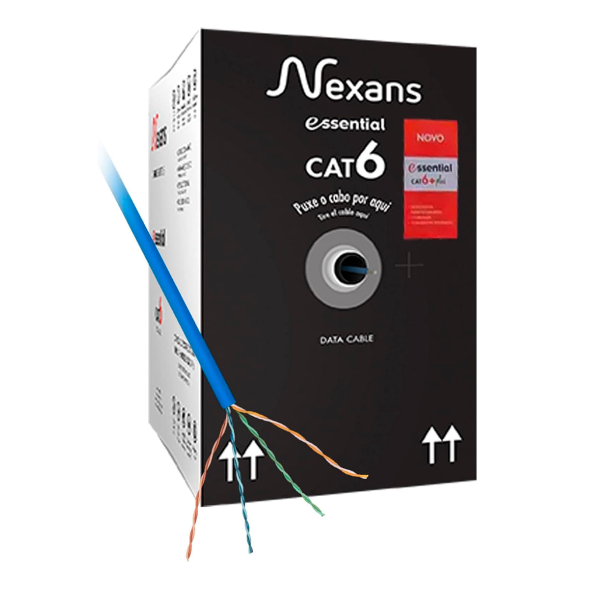 Cabo De Rede Cat6+ Ethernet Fast U/UTP Internet Banda 250MHz Nexans Essential Azul Bobina 305 Metros