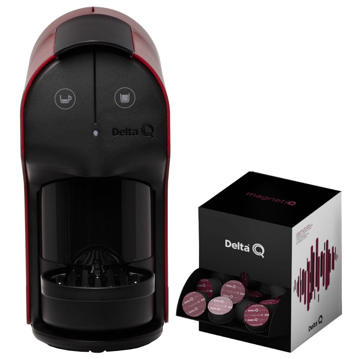 Kit Cafeteira Quick Delta Q + Pack 100 Cápsulas MagnetiQ Vermelha / 220v