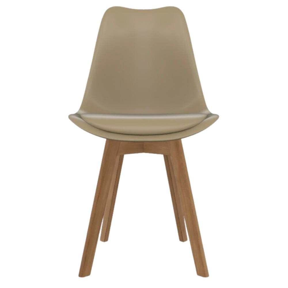 Conjunto com 4 Cadeiras de Jantar SeatCo Saarinen PP Wood com Assento Estofado Nude