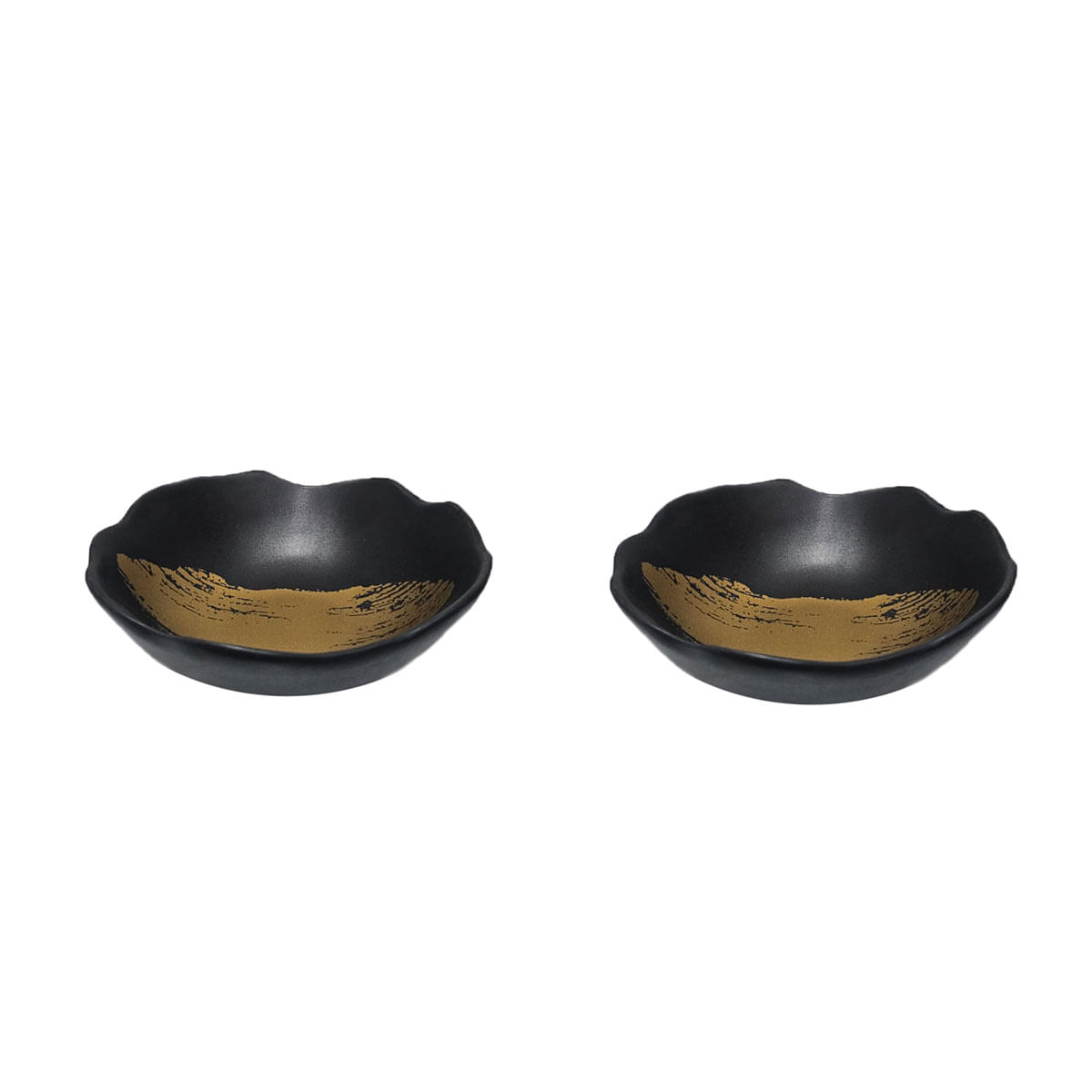 Tigela Bowl Preto Dourado Ceramica Fosco Stone Gold 2un