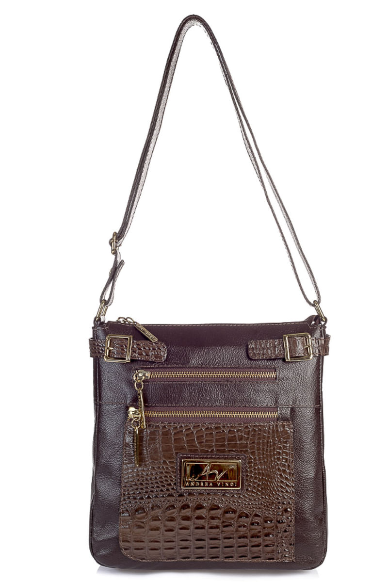 Bolsa Transversal de couro croco Chloe Azul