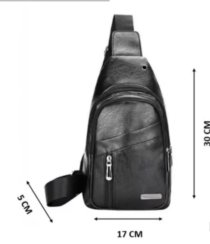 Bolsa Transversal Masculina Couro Ombro Peito Nova Pochete Único / Preto