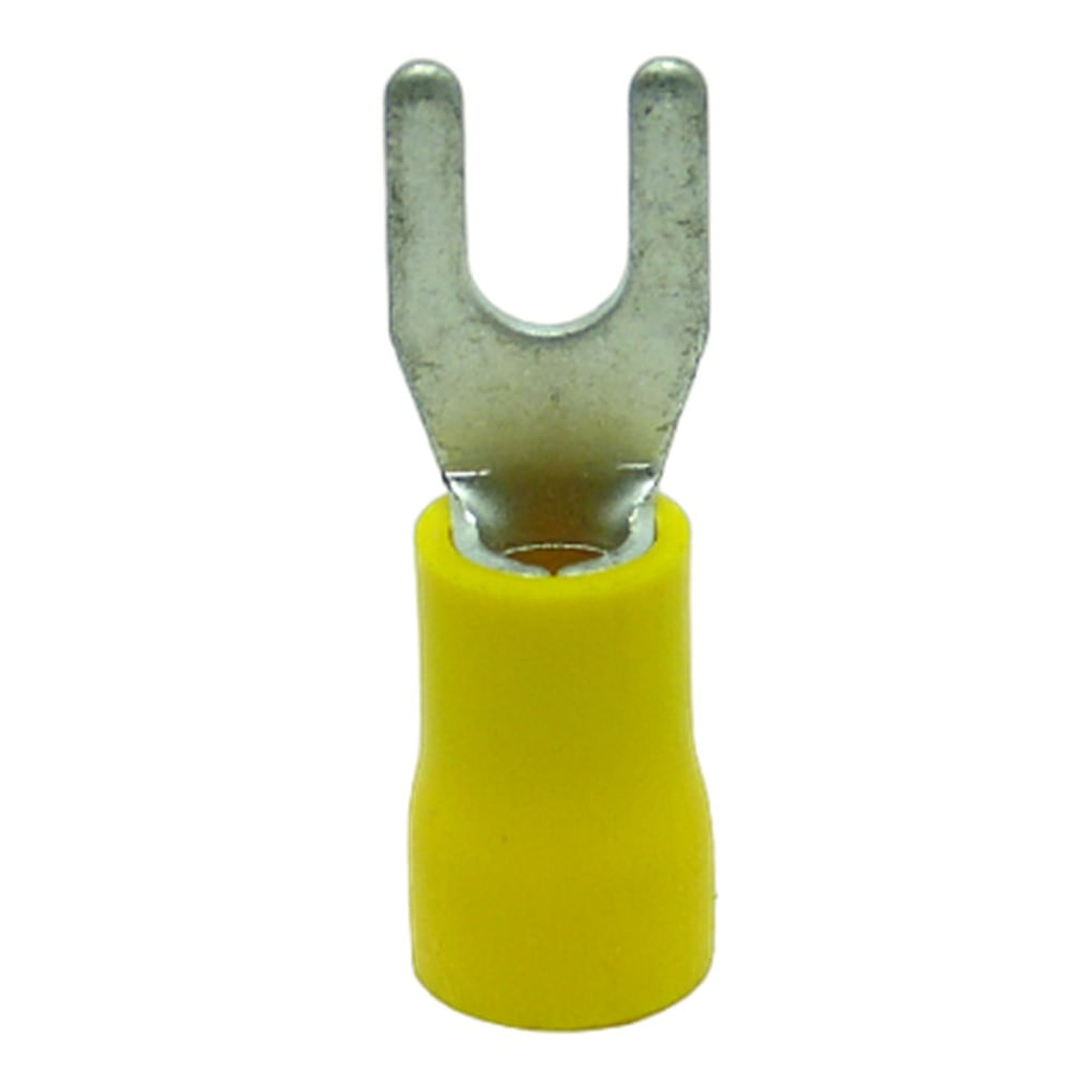 Terminal Compressão Tipo Garfo 4 Mm A 6 Mm Simples C/ Capa Plastica Amarelo