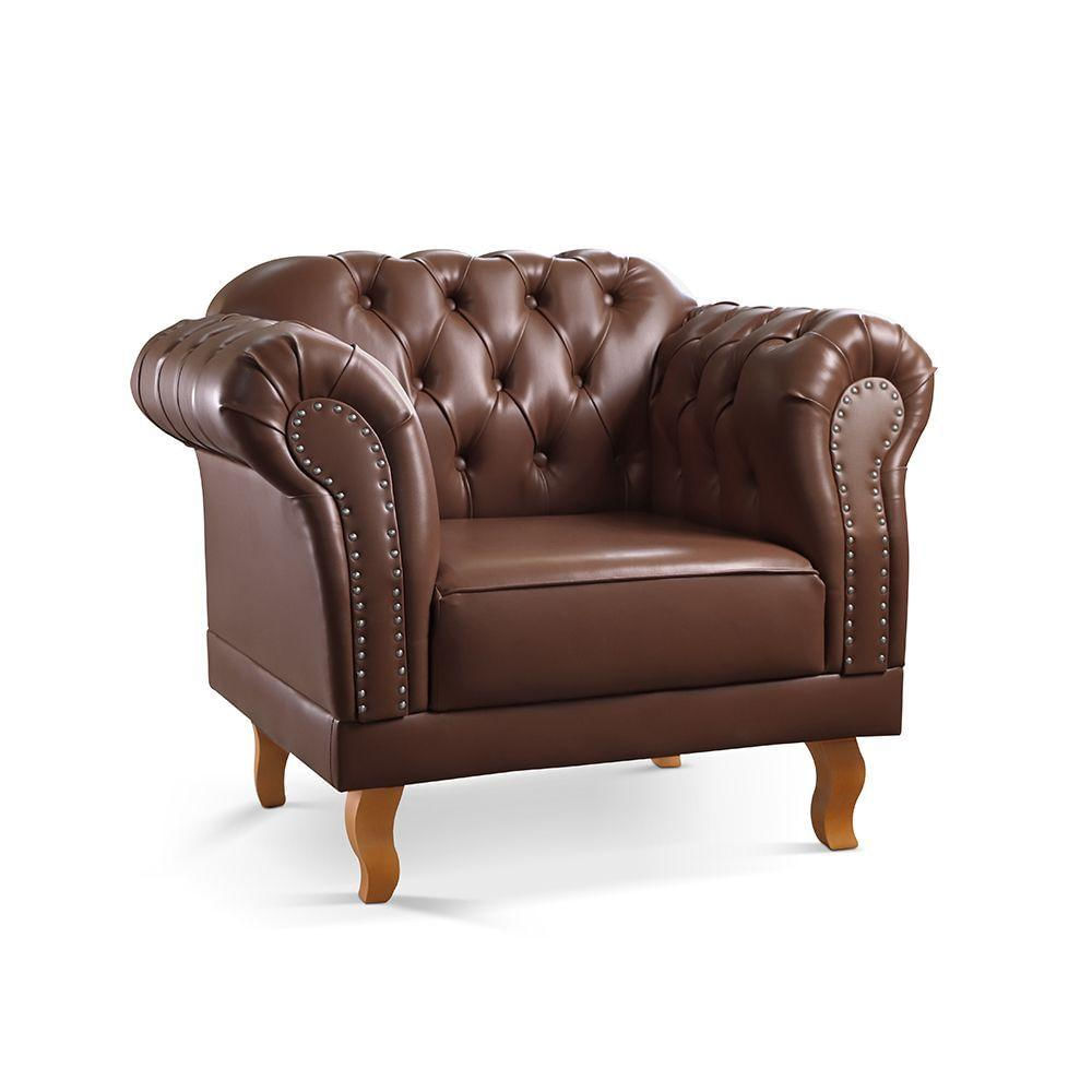 Poltrona Duque Chesterfield Capitonê couro Ecológico Marron 301