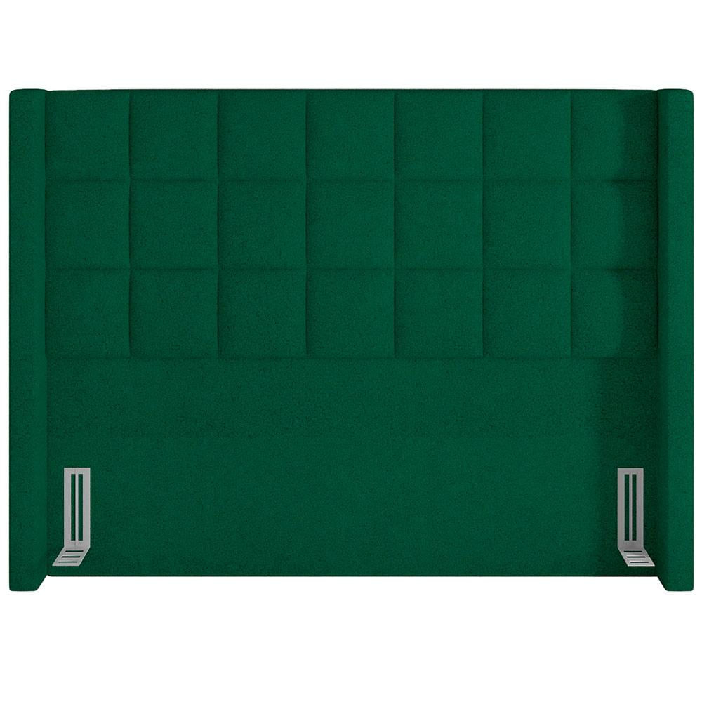 Kit Cabeceira Cama Box Paris 160 cm com Puff Recamier Itália P05 Bouclê Verde - Lyam Decor