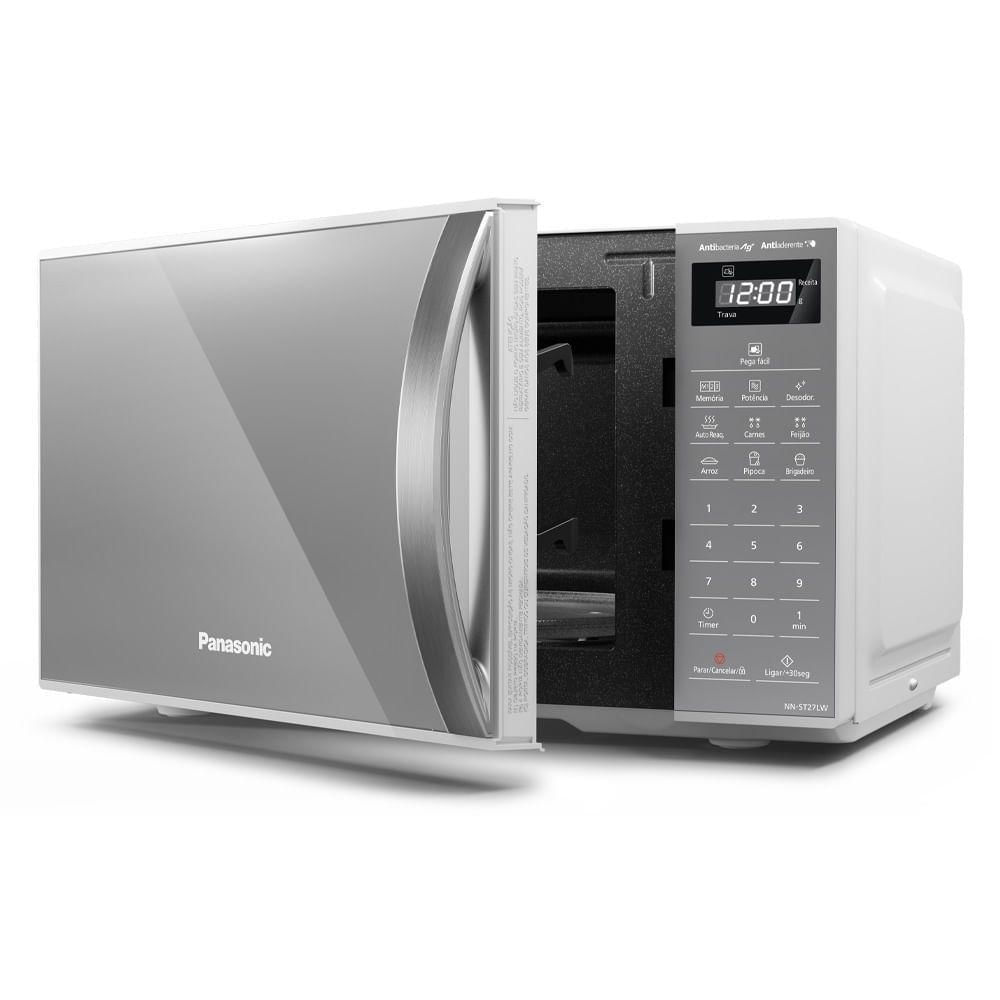 Micro-ondas Panasonic Tecnologia Pega Fácil 21L Branco Espelhado - ST27LWRU 220V