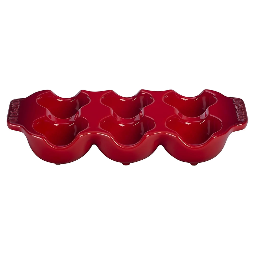 BANDEJA LE CREUSET PARA 6 OVOS EM CERÂMICA VERMELHO 91049906060099