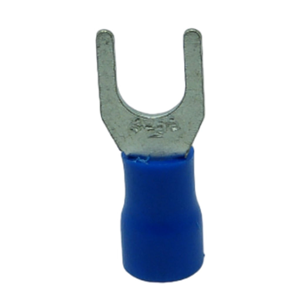 Terminal Compressão Tipo Garfo 1.5 Mm A 2.5 Mm Simples C/ Capa Plastica Azul