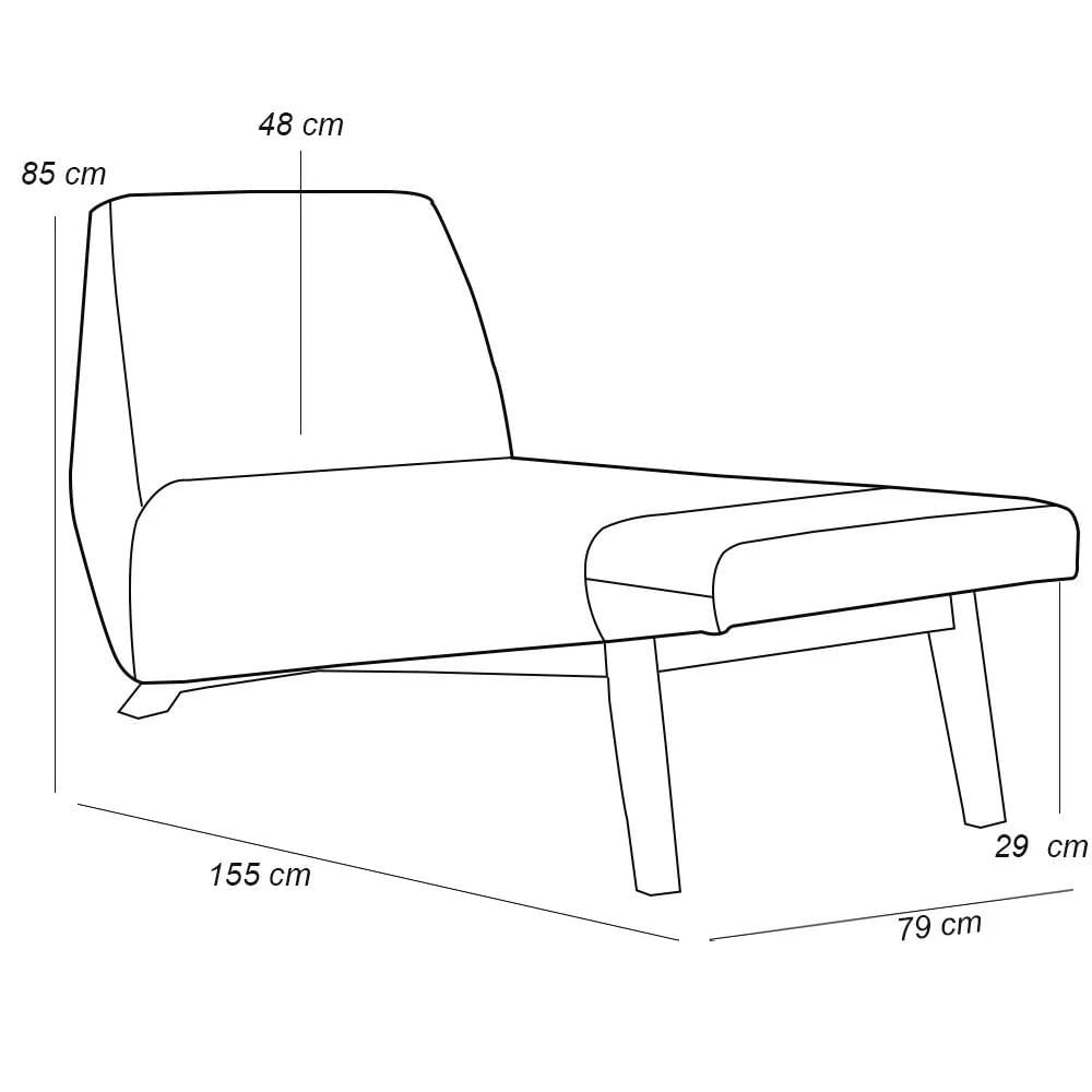 Sofá Chaise Longue Sala de Estar Living Parisi 155 cm D02 Linho Cinza D-315 - Lyam Decor