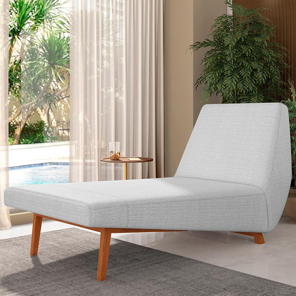 Sofá Chaise Longue Sala de Estar Living Parisi 155 cm D02 Linho Cinza D-315 - Lyam Decor