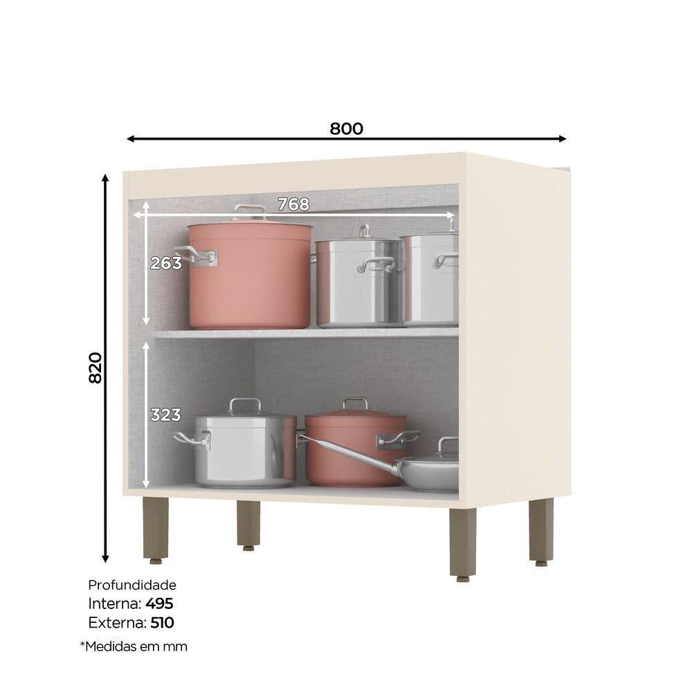 Balcão De Cozinha 80 Cm 2 Portas Connect Henn Off White