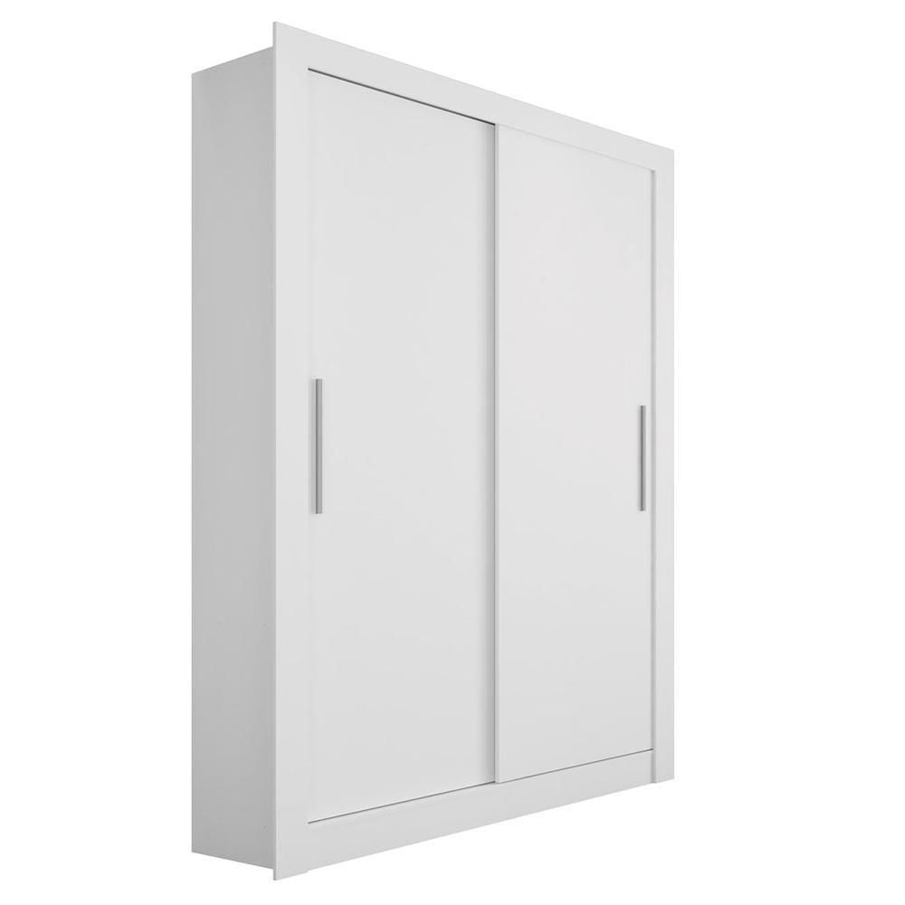 Guarda Roupa Solteiro Grande 2 Portas Glass Branco Caemmun