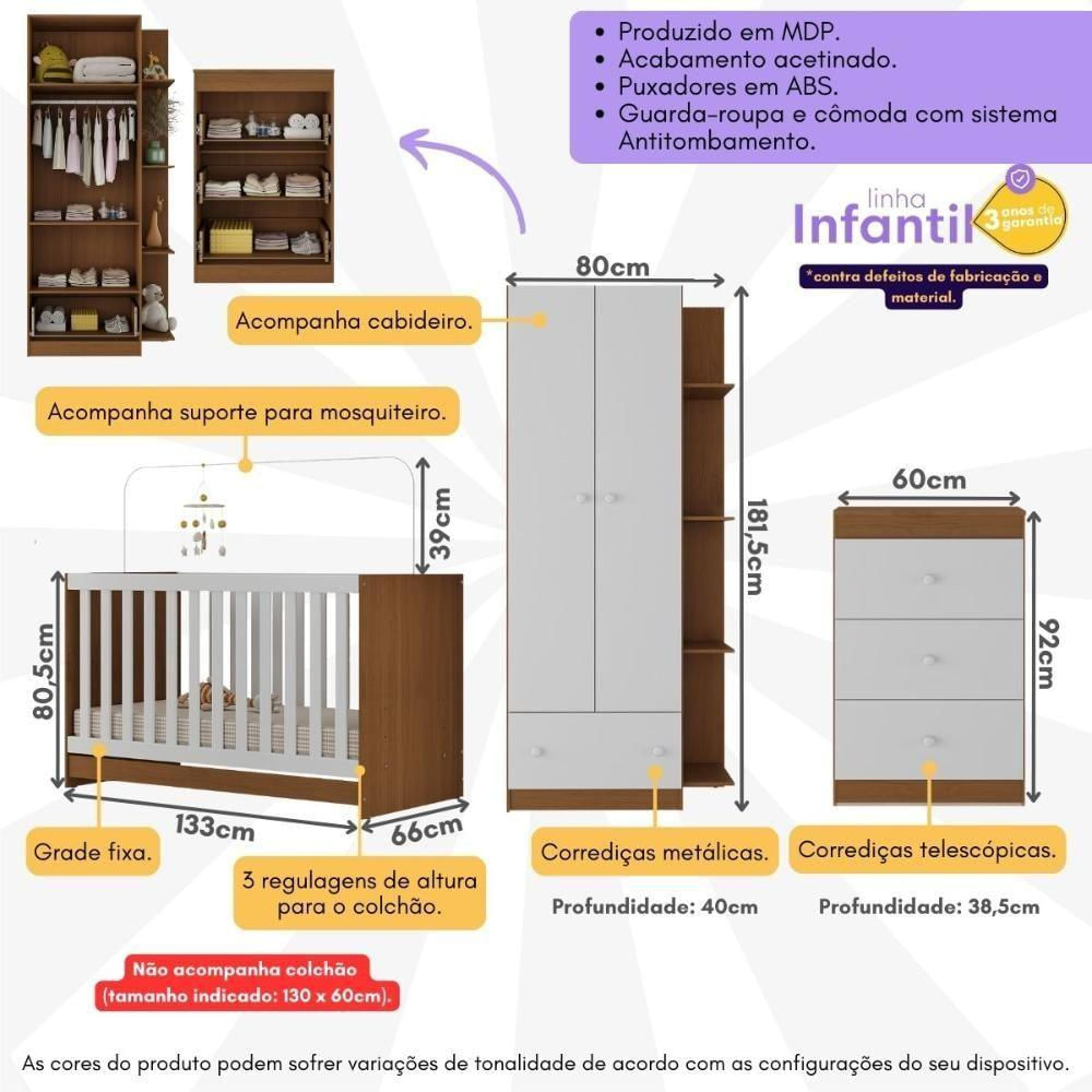 Quarto Infantil Completo Doce De Leite Multimóveis Mp4237 Madeirado/branco Madeirado/branco