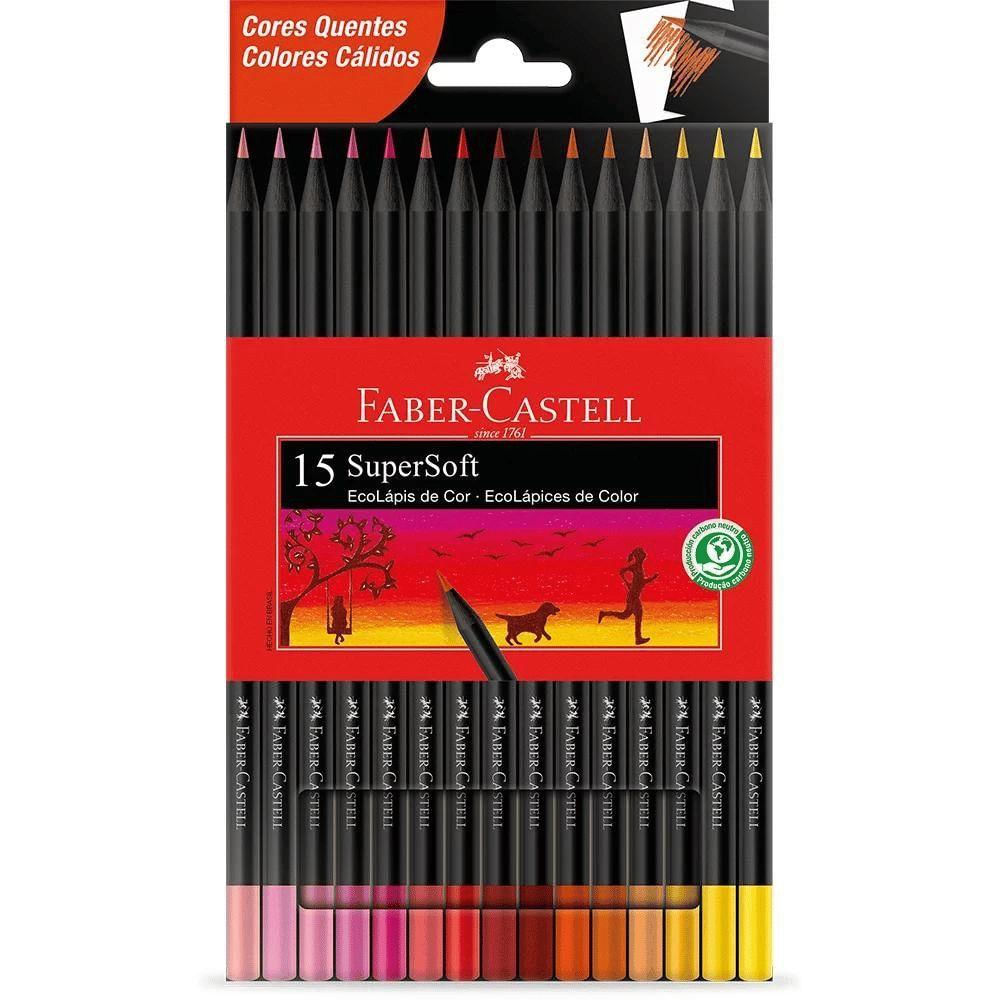 Lápis De Cor Supersoft Com 15 Cores Quentes Faber-castell