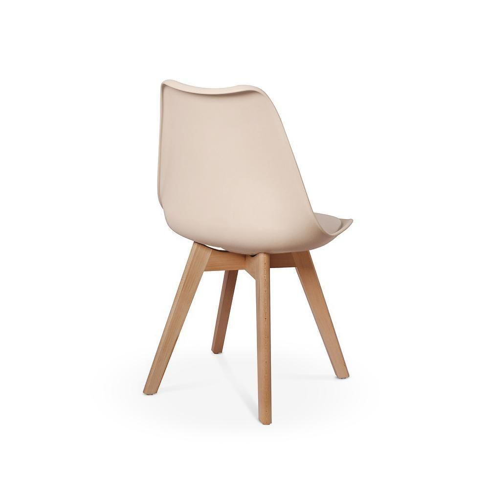 Conjunto 04 Cadeiras Eames Wood Leda Design - Nude