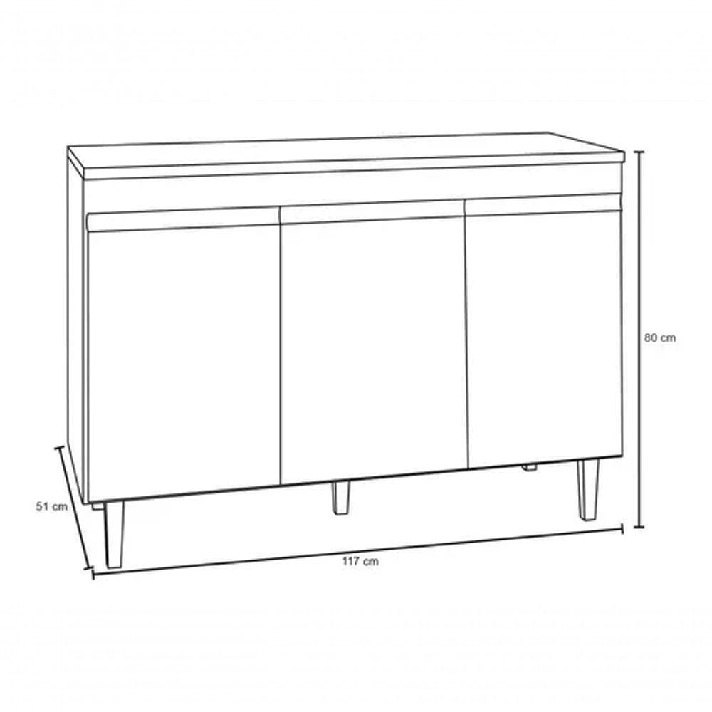 Balcão P/ Pia Cozinha 120cm 3 Portas Manu Sem Tampo Branco - Ajl