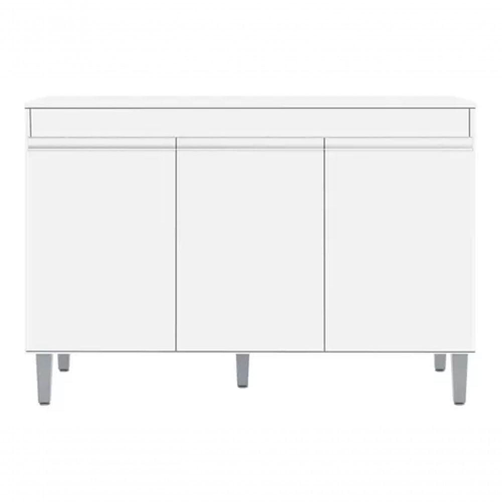 Balcão P/ Pia Cozinha 120cm 3 Portas Manu Sem Tampo Branco - Ajl