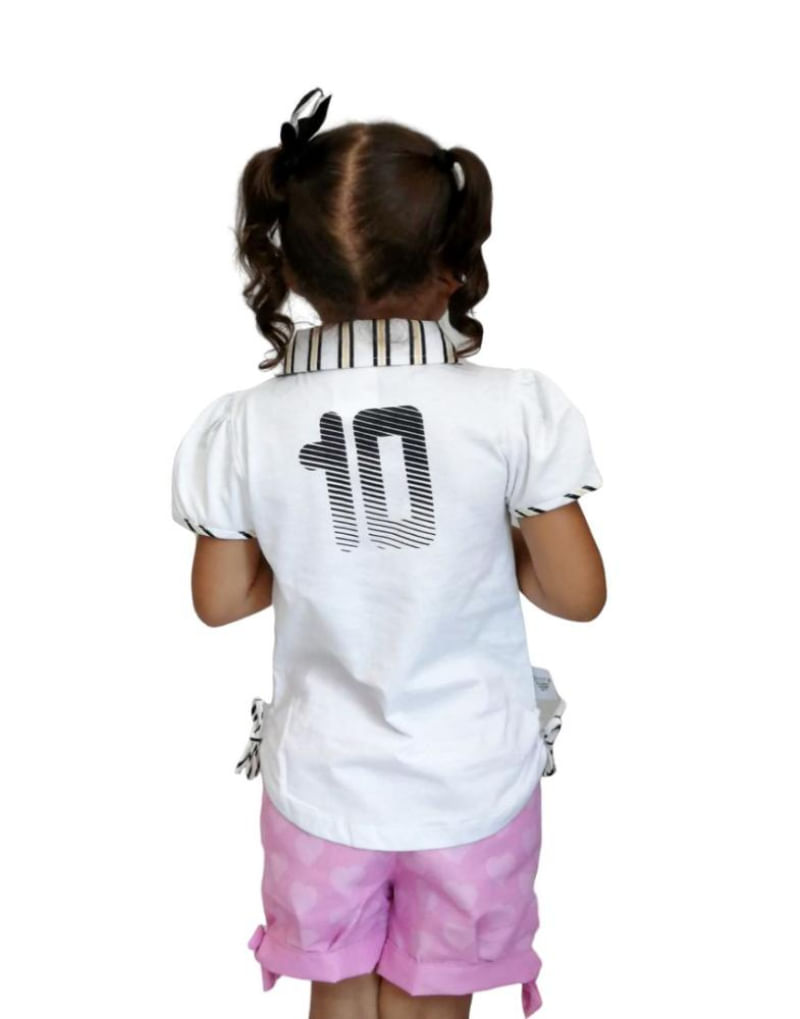 Camisa Polo Infantil Santos Feminina Oficial Tam 3 / Branco