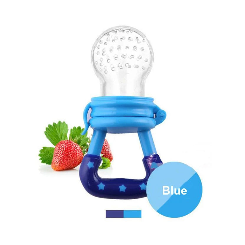 Chupeta Alimentadora Filtro De Silicone Frutas Legumes Mordedor Azul