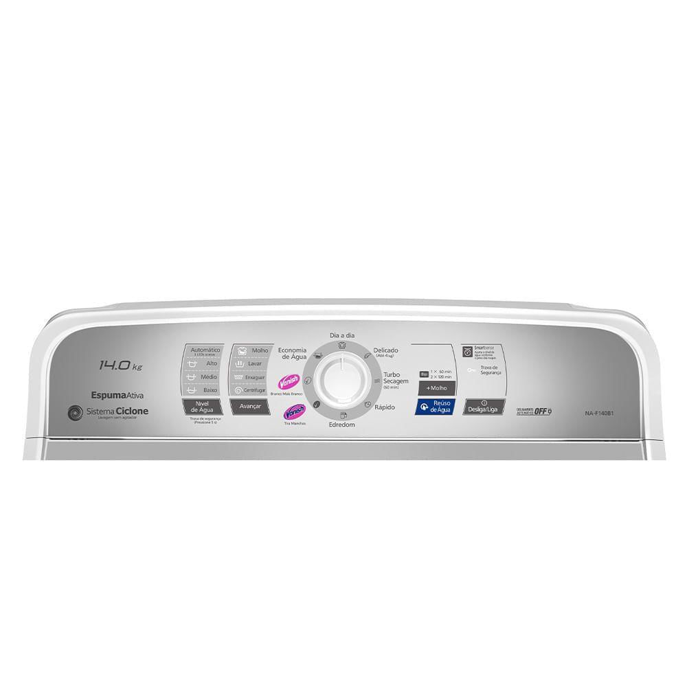 Máquina de Lavar Panasonic Função Vanish Branco Mais Branco 14kg - NA-F140B1W 110V