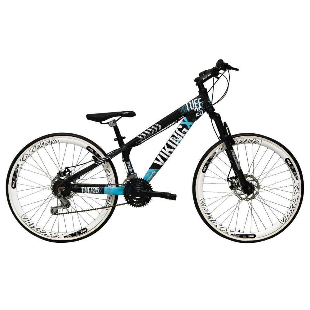 Bicicleta Aro 26 Preto/azul 21v Freio A Disco Aros Branco