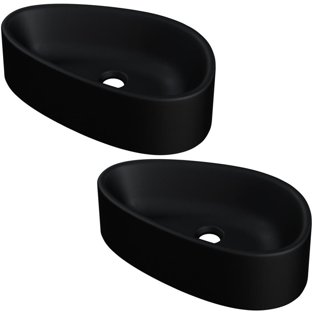 Kit 02 Cubas de Apoio Gota Para Banheiro Lavabo C01 BG43W Preto Matte Fosca  - Lyam