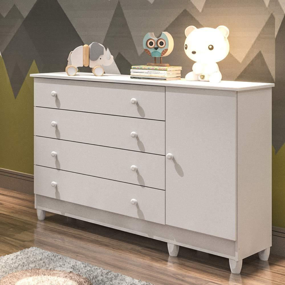 Quarto De Bebê Berço 3 Em 1 Cômoda Branco