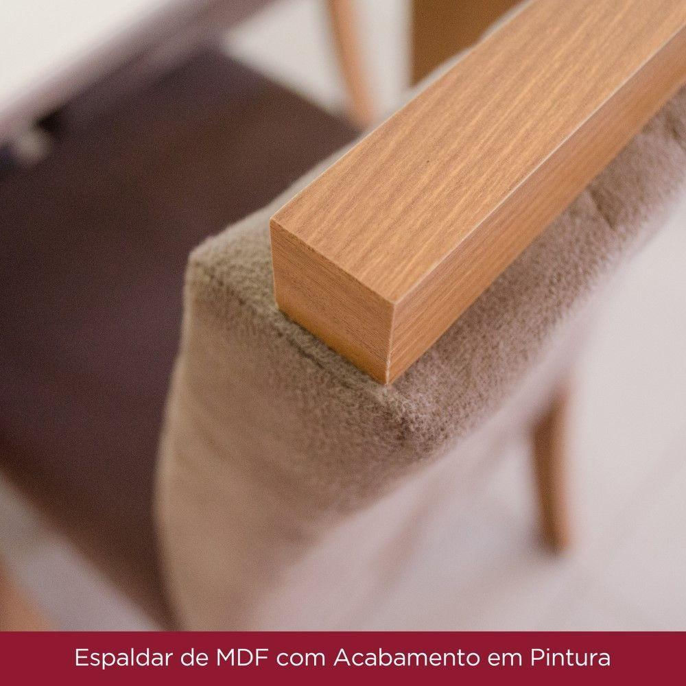 Conjunto Jantar Tampo Mdf Canto Reto Vidro 120 Cm 04 Cadeiras Andressa Henn Nature Off White Bege