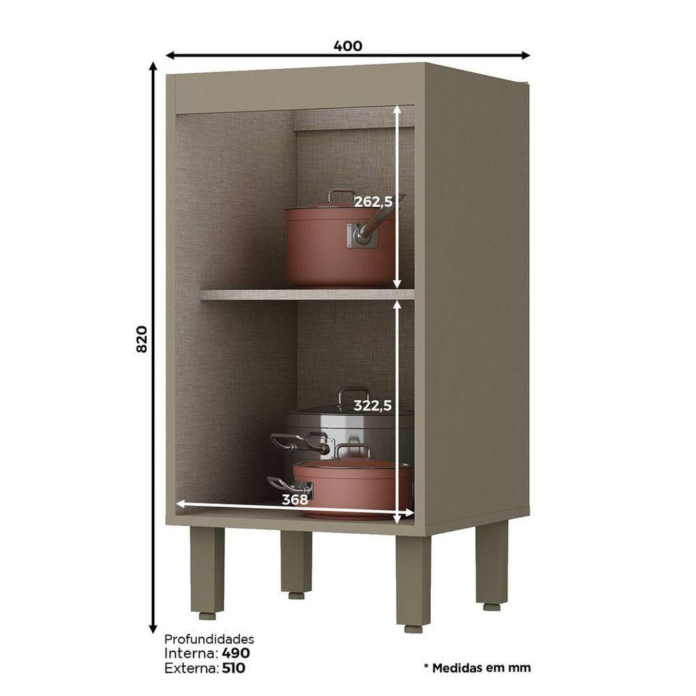 Balcão 01 Porta 40cm Cozinha évelin Henn Duna Cristal