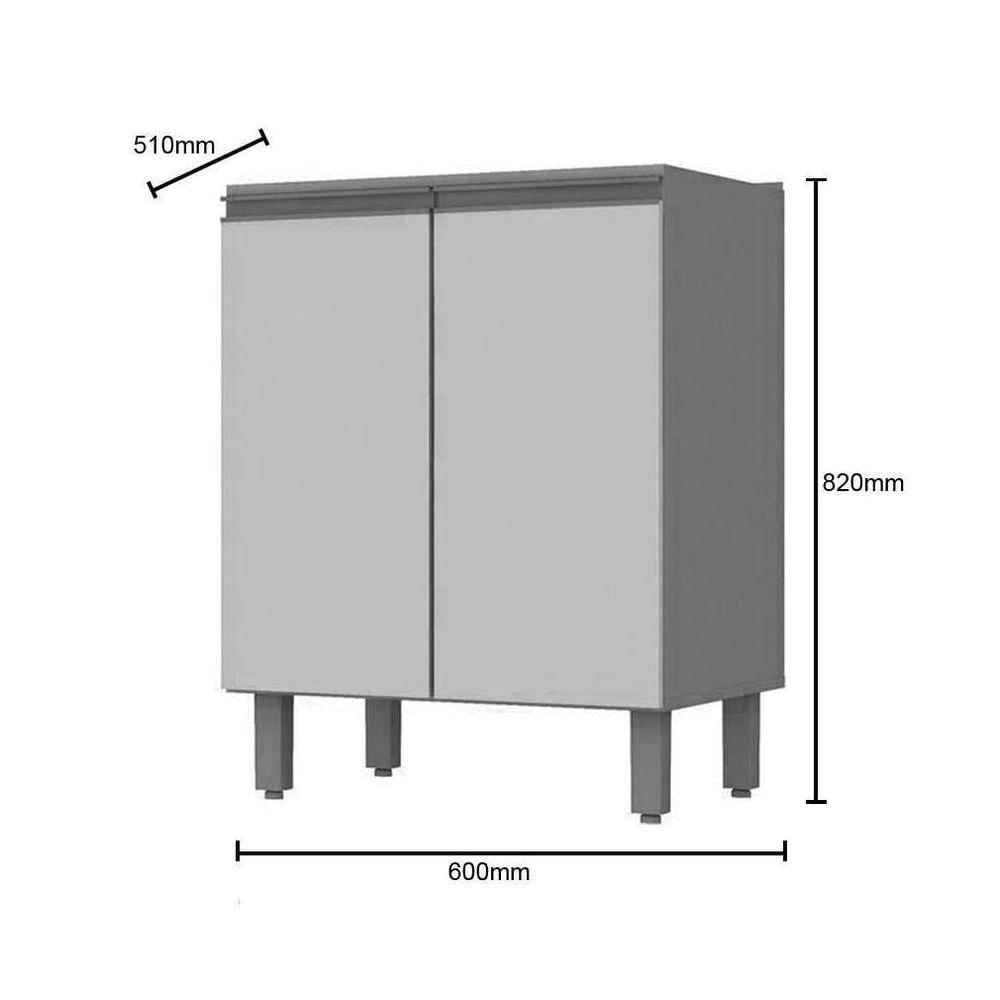 Balcão 02 Portas 60cm Cozinha évelin Henn Duna Cristal