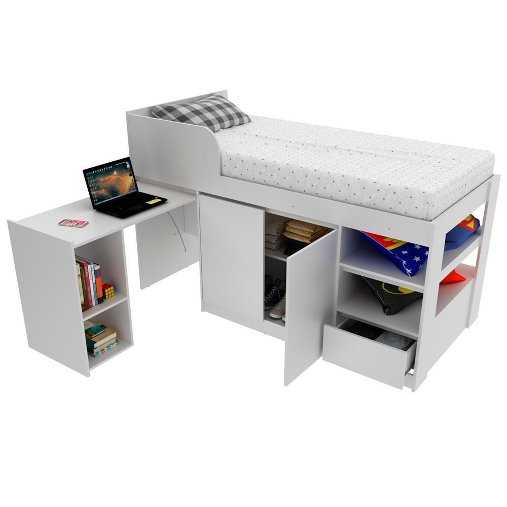 Cama Infantil Multifuncio C/Escrivaninha Branco Tecno Mobili