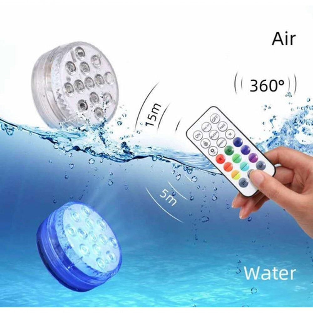 Luminária Led Piscina Controle Remoto Rgb Pilha Ventosa