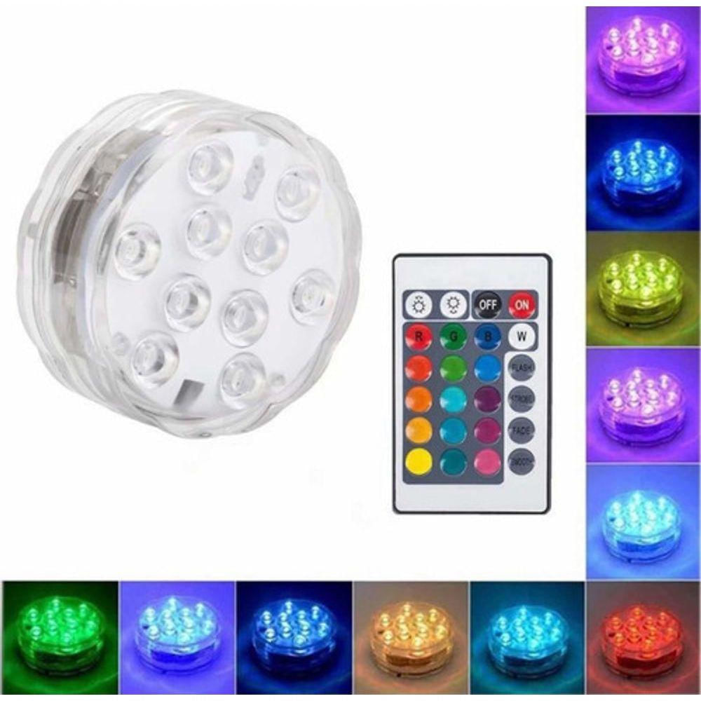 Luminária Led Piscina Controle Remoto Rgb Pilha Ventosa