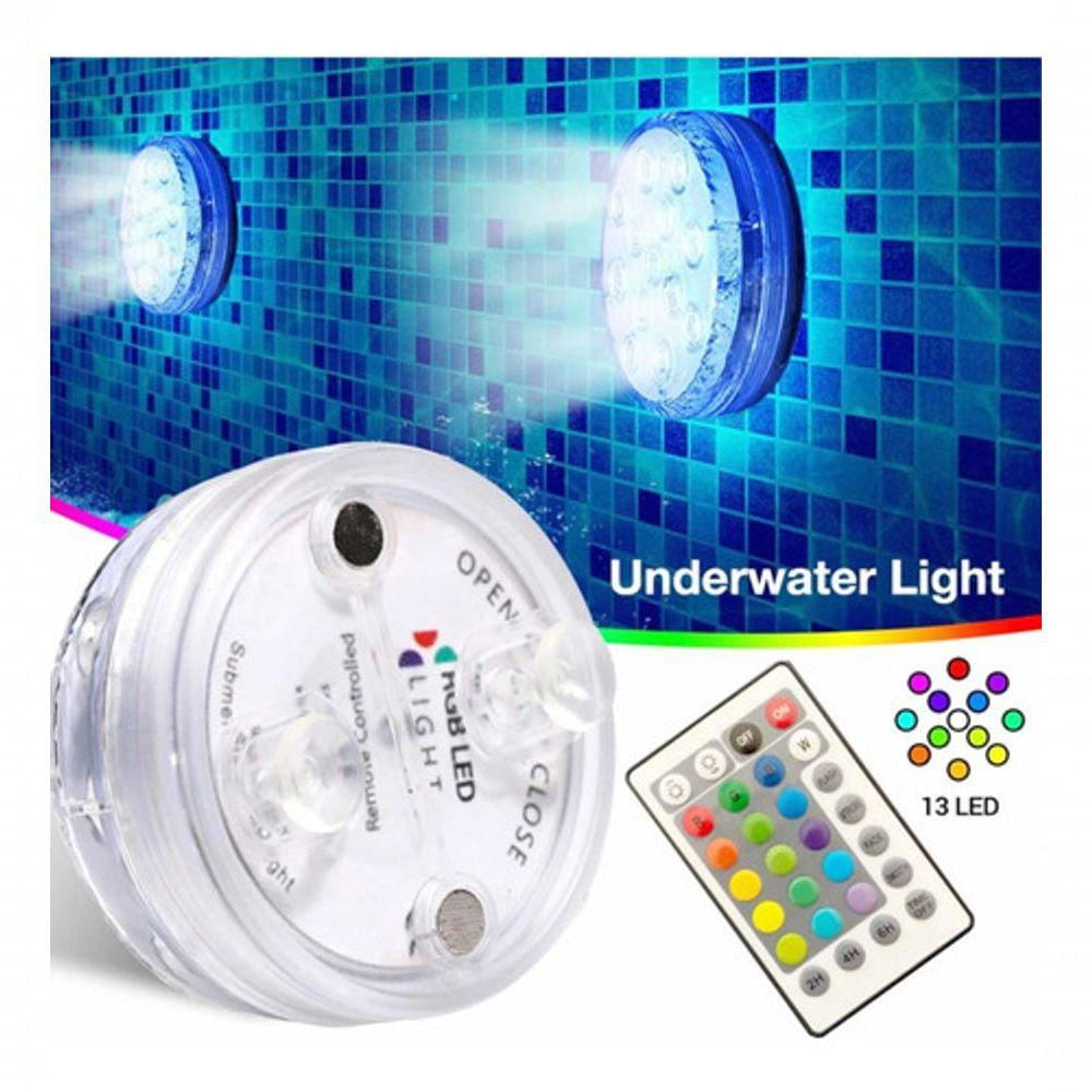 Luminária Led Piscina Controle Remoto Rgb Pilha Ventosa