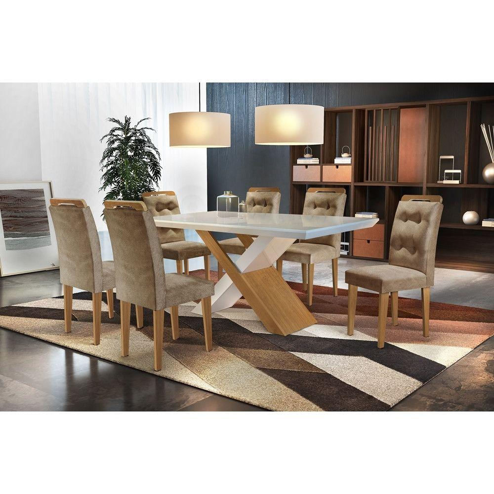 Conjunto Sala De Jantar Carol 180 Mdf Laqueado