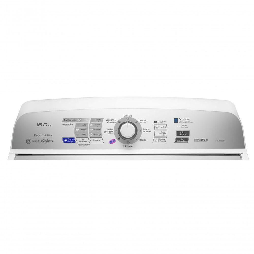 Máquina de Lavar Panasonic Função Antibactéria Ag 16kg Branco - NA-F160B6W 220V