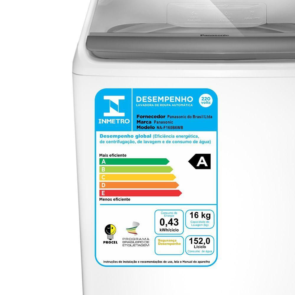 Máquina de Lavar Panasonic Função Antibactéria Ag 16kg Branco - NA-F160B6W 220V