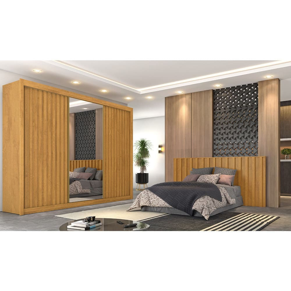 Guarda-Roupa Europa Grécia com Espelho 3 Portas 6 Gavetas 226cm